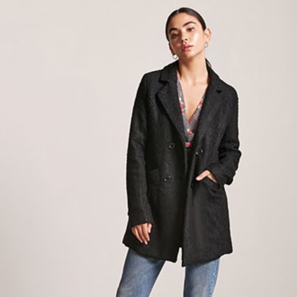 Boucle Double-Breasted Peacoat